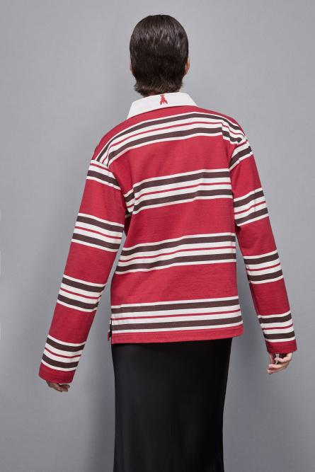 Oversized long sleeved polo, Red, Patrizia Pepe