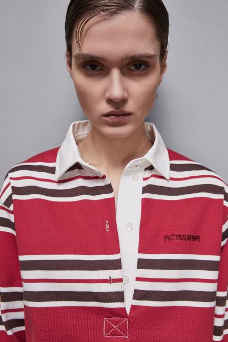 Oversized long sleeved polo, Red, Patrizia Pepe