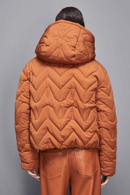 Matte nylon down jacket, Brown, Patrizia Pepe