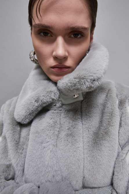 Mantel aus Kunstfell, Grau, Patrizia Pepe