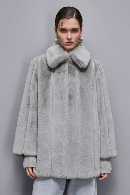 Mantel aus Kunstfell, Grau, Patrizia Pepe
