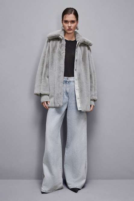 Mantel aus Kunstfell, Grau, Patrizia Pepe