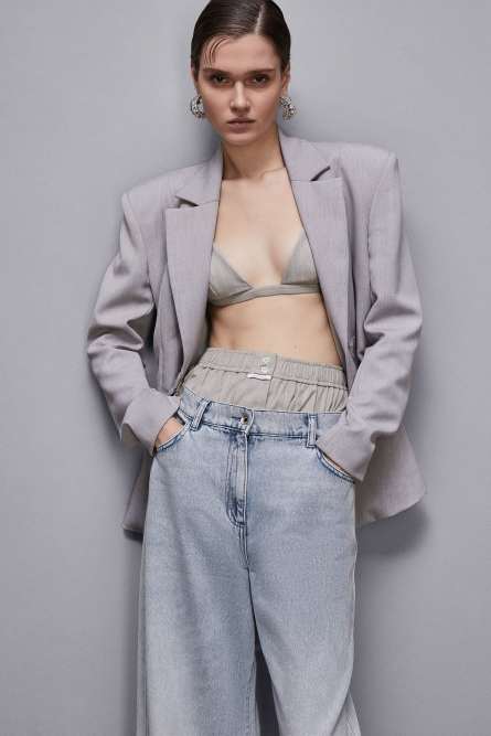Fabric boxer shorts with buttons, Grey, Patrizia Pepe