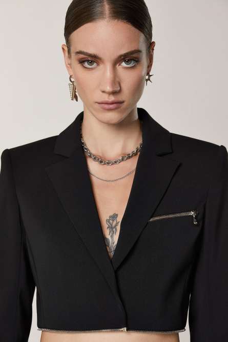 Essential jacket with zipper, Black, Patrizia Pepe
