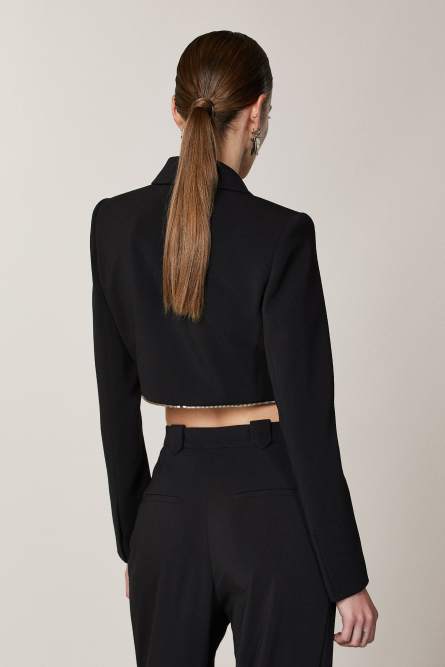 Essential jacket with zipper, Black, Patrizia Pepe