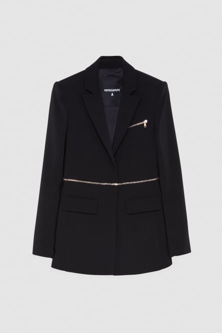 Essential jacket with zipper, Black, Patrizia Pepe