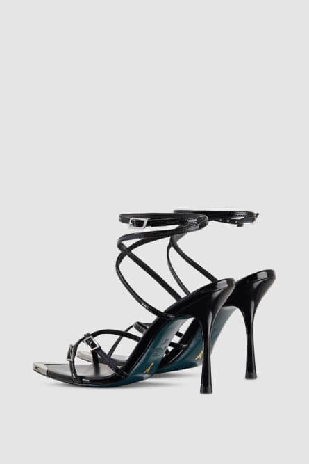 Sandal with heel and ankle strap, Black, Patrizia Pepe