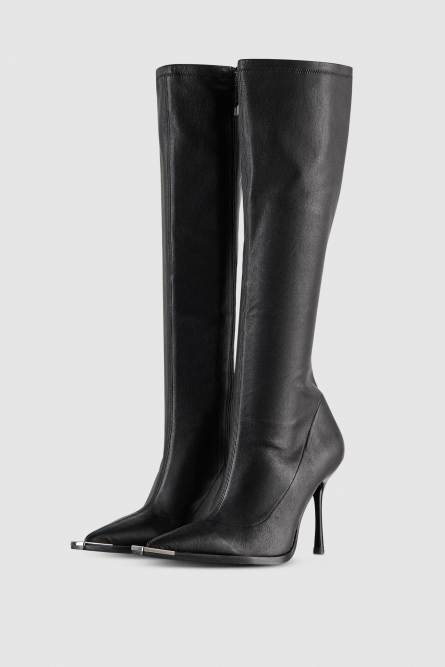 Stretch-Stiefel mit Absätzen, Schwarz, Patrizia Pepe