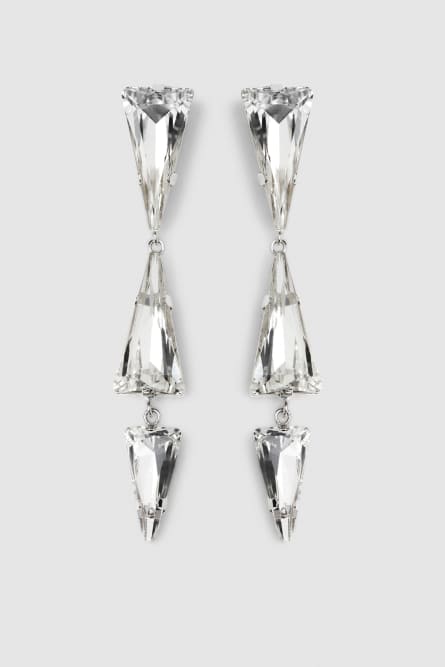 Brass earrings with rhinestones, Silver, Patrizia Pepe