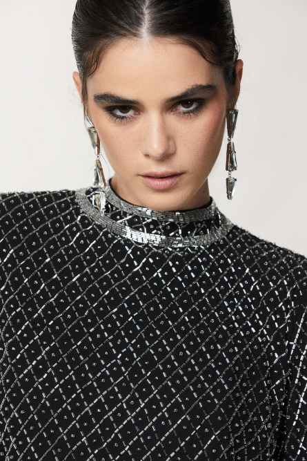 Brass earrings with rhinestones, Silver, Patrizia Pepe