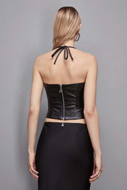 Top avec broderie patchwork, Noir, Patrizia Pepe