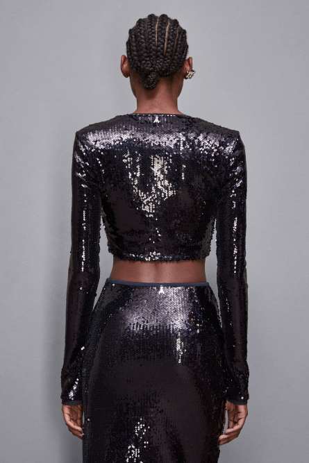 Top in paillettes, Blu, Patrizia Pepe