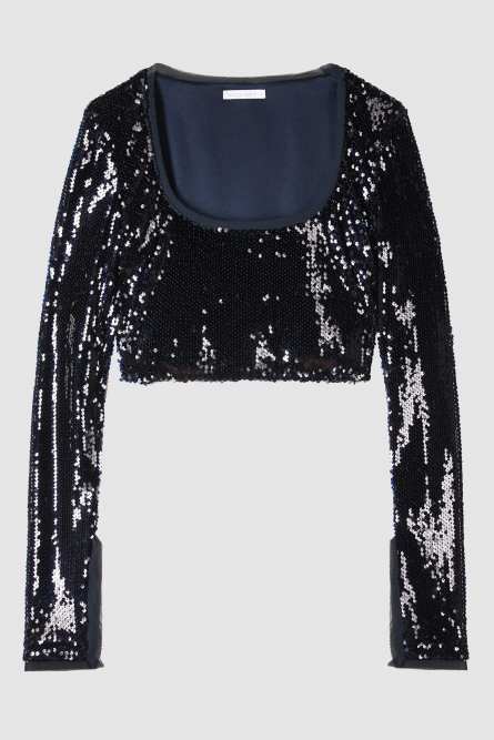 Top in paillettes, Blu, Patrizia Pepe
