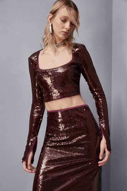 Top in paillettes, Rosso, Patrizia Pepe