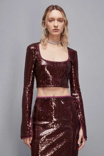 Top in paillettes, Rosso, Patrizia Pepe