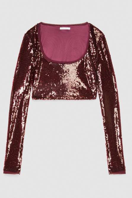 Top in paillettes, Rosso, Patrizia Pepe