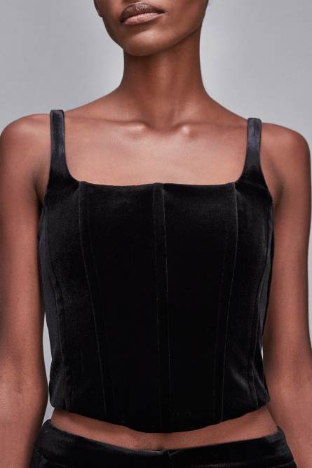 Haut bustier en velours, Noir, Patrizia Pepe