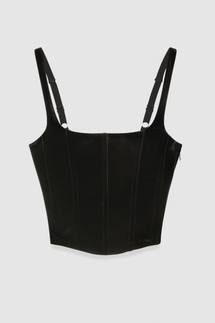 Haut bustier en velours, Noir, Patrizia Pepe