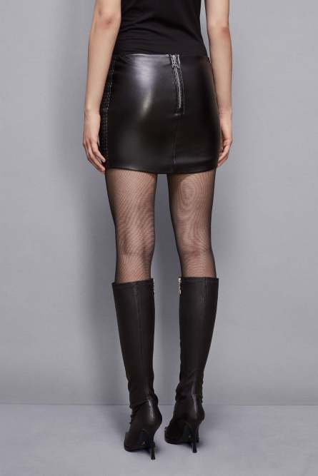 Mini skirt with patchwork embroidery, Black, Patrizia Pepe