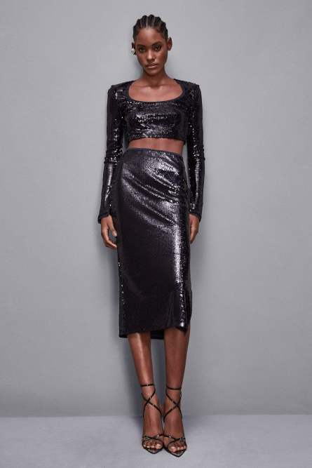Sequin skirt, Blue, Patrizia Pepe