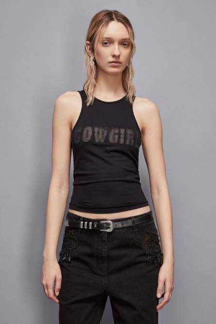 Cowgirl tank top, Black, Patrizia Pepe