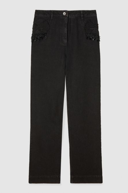 Jewelled denim pants, Black, Patrizia Pepe
