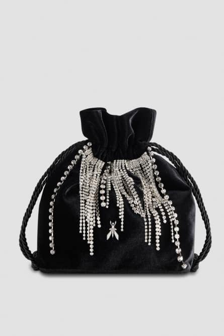 Pouch bag with rhinestones, Black, Patrizia Pepe