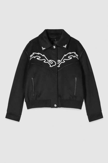 Bomber avec broderie cowgirl contrastée, Noir, Patrizia Pepe