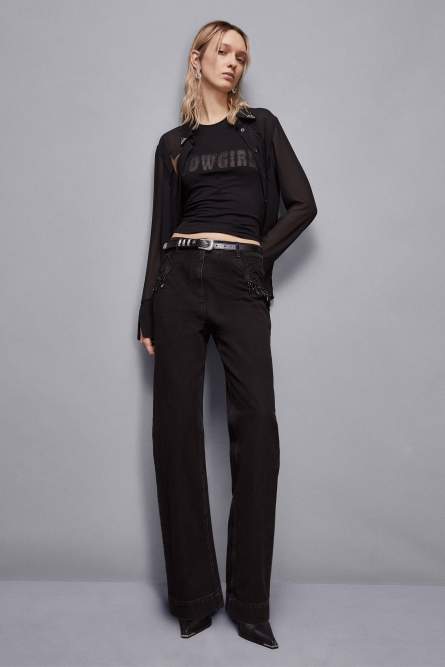 Jewelled denim pants, Black, Patrizia Pepe
