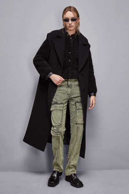 Long woolen cloth coat, Black, Patrizia Pepe