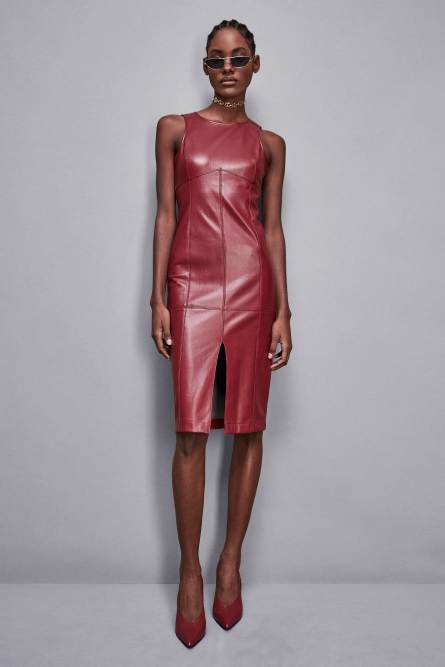 Midi dress with front slit, Red, Patrizia Pepe