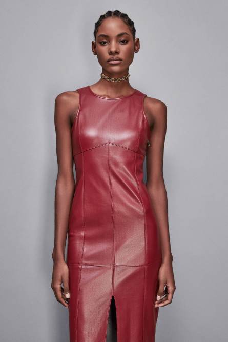 Midi dress with front slit, Red, Patrizia Pepe