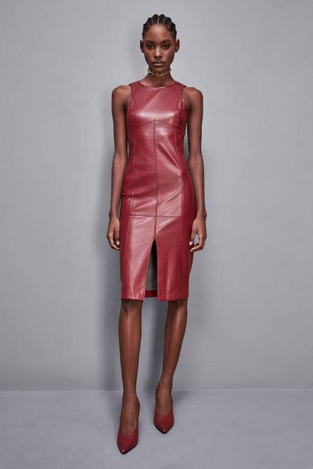 Midi dress with front slit, Red, Patrizia Pepe