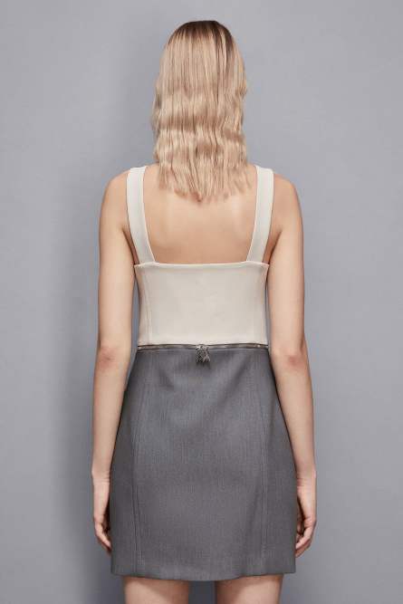 2-in-1 Color Block Kleid, Grau, Beige, Patrizia Pepe