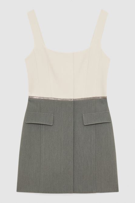 2-in-1 Color Block Kleid, Grau, Beige, Patrizia Pepe