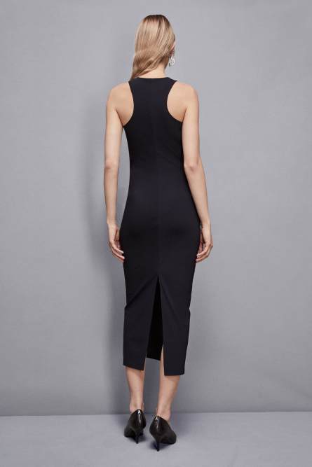 Midi dress with piercing details, Black, Patrizia Pepe
