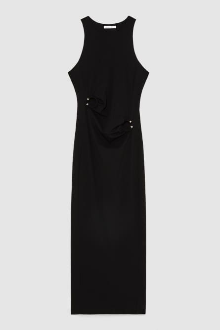 Midi dress with piercing details, Black, Patrizia Pepe