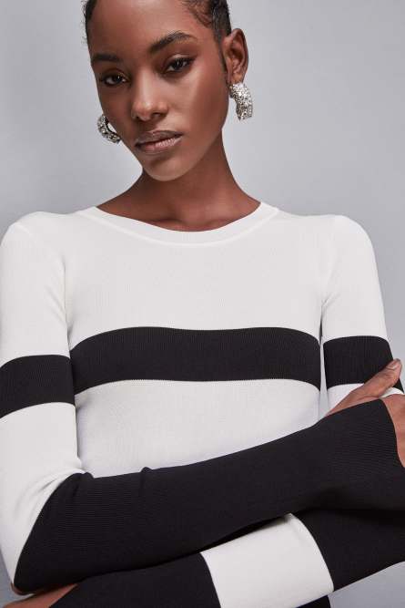 Knitted dress with slit, White, Patrizia Pepe