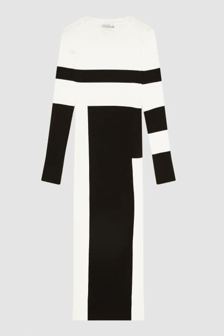 Knitted dress with slit, White, Patrizia Pepe