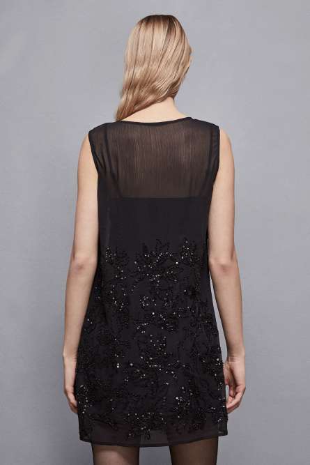 Embroidered dress with beads and sequins, Black, Patrizia Pepe