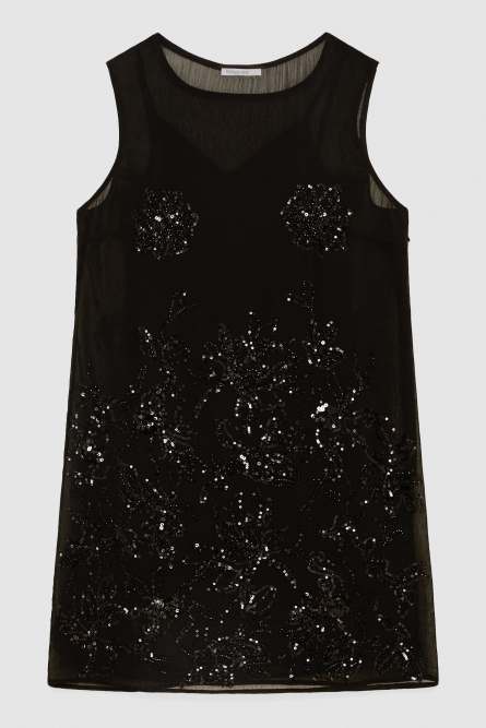 Embroidered dress with beads and sequins, Black, Patrizia Pepe