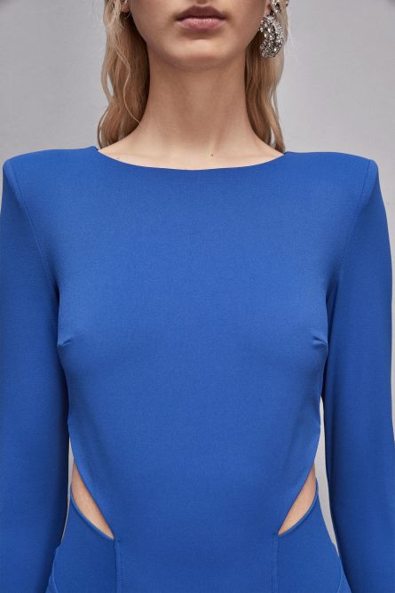 Midi dress with slash, Blue, Patrizia Pepe