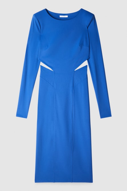 Midi dress with slash, Blue, Patrizia Pepe