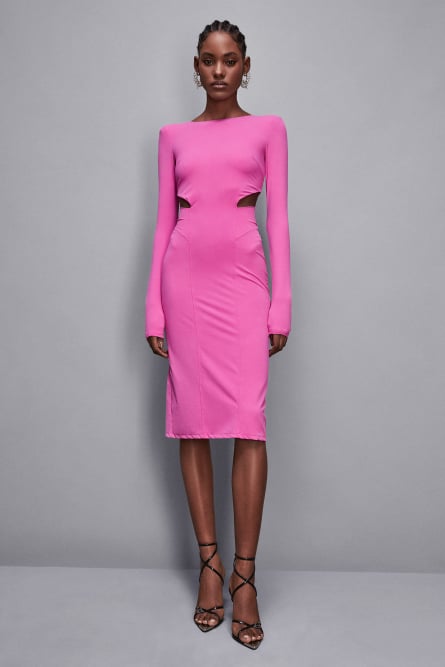Midi dress with slash, Pink, Patrizia Pepe