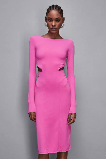 Midi dress with slash, Pink, Patrizia Pepe