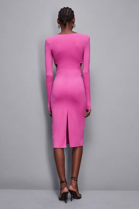 Midi dress with slash, Pink, Patrizia Pepe