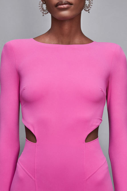 Midi dress with slash, Pink, Patrizia Pepe