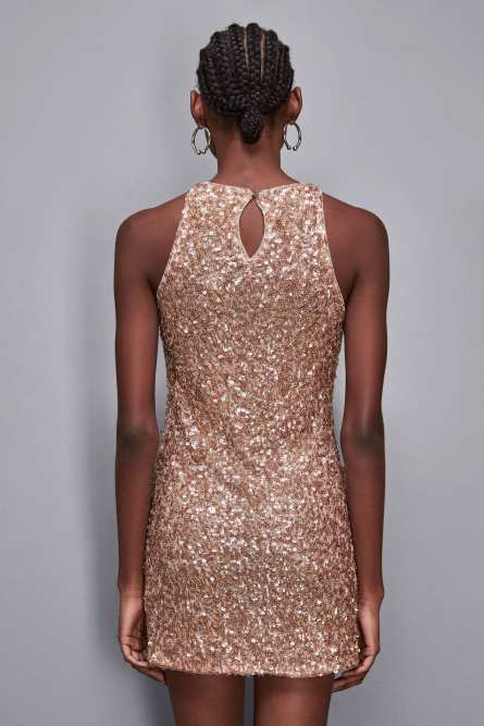 Embroidered dress with sequins, Beige, Patrizia Pepe