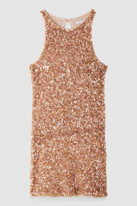 Embroidered dress with sequins, Beige, Patrizia Pepe