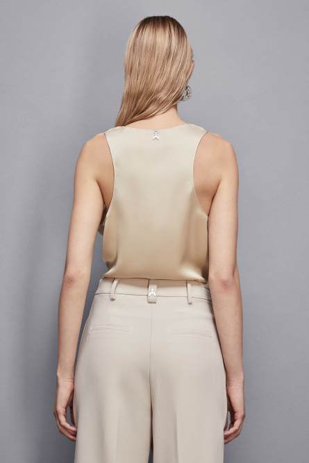 Shiny satin blouse, Beige, Patrizia Pepe